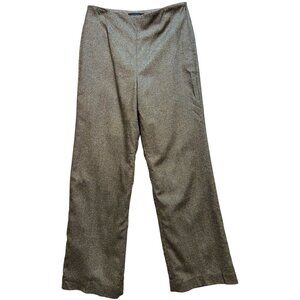 Talbots Women's Wool Blend Straight Leg Pants Flat Front Size 4 Brown Side Zip